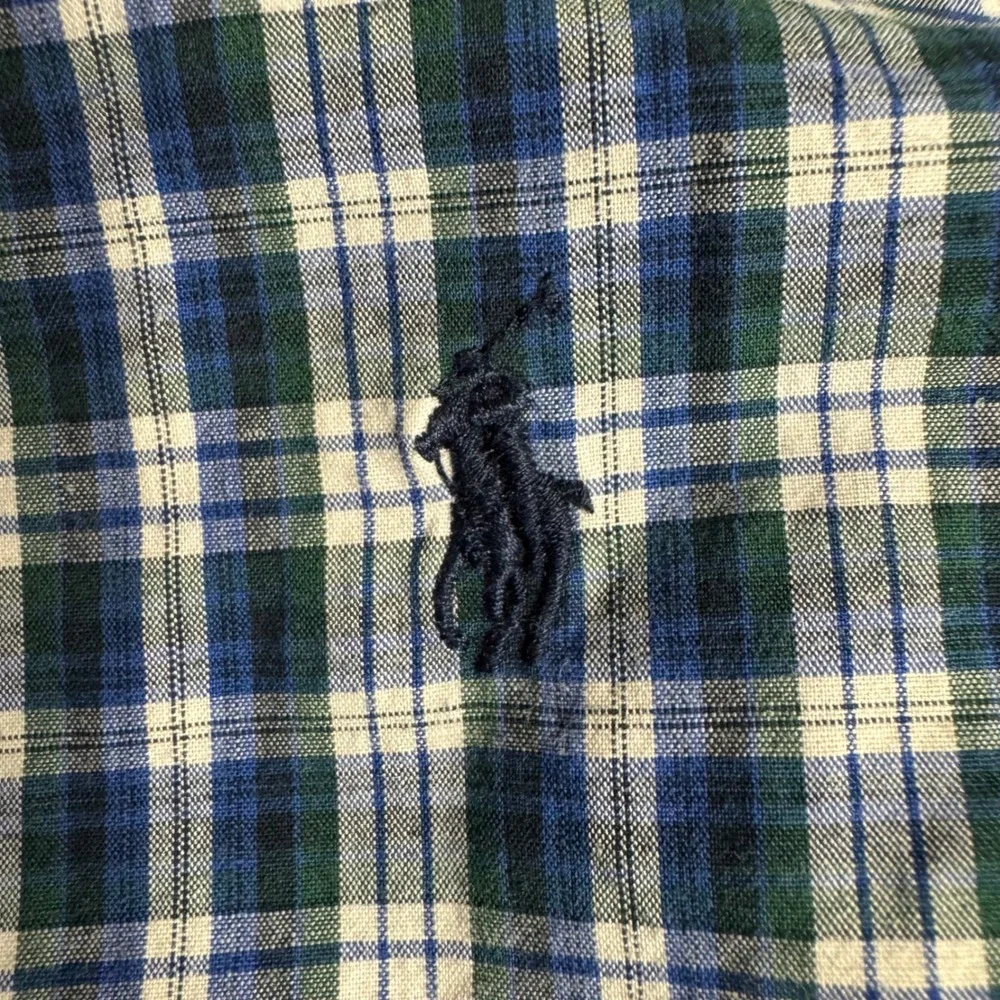 Kids Ralph Lauren Plaid Button Down Shirt Long Sleeve Blue‎ Green Size S